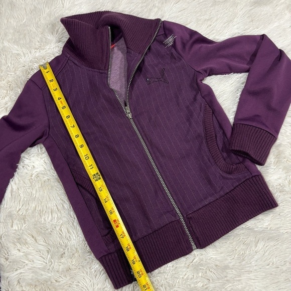 Puma woman’s purple pinstripe zip up high neck track style jacket size XS - Picture 7 of 10